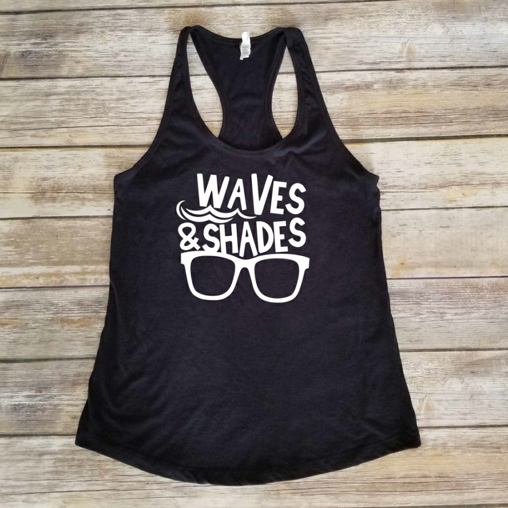 Waves & Shades & Sunglasses ladies black tank top